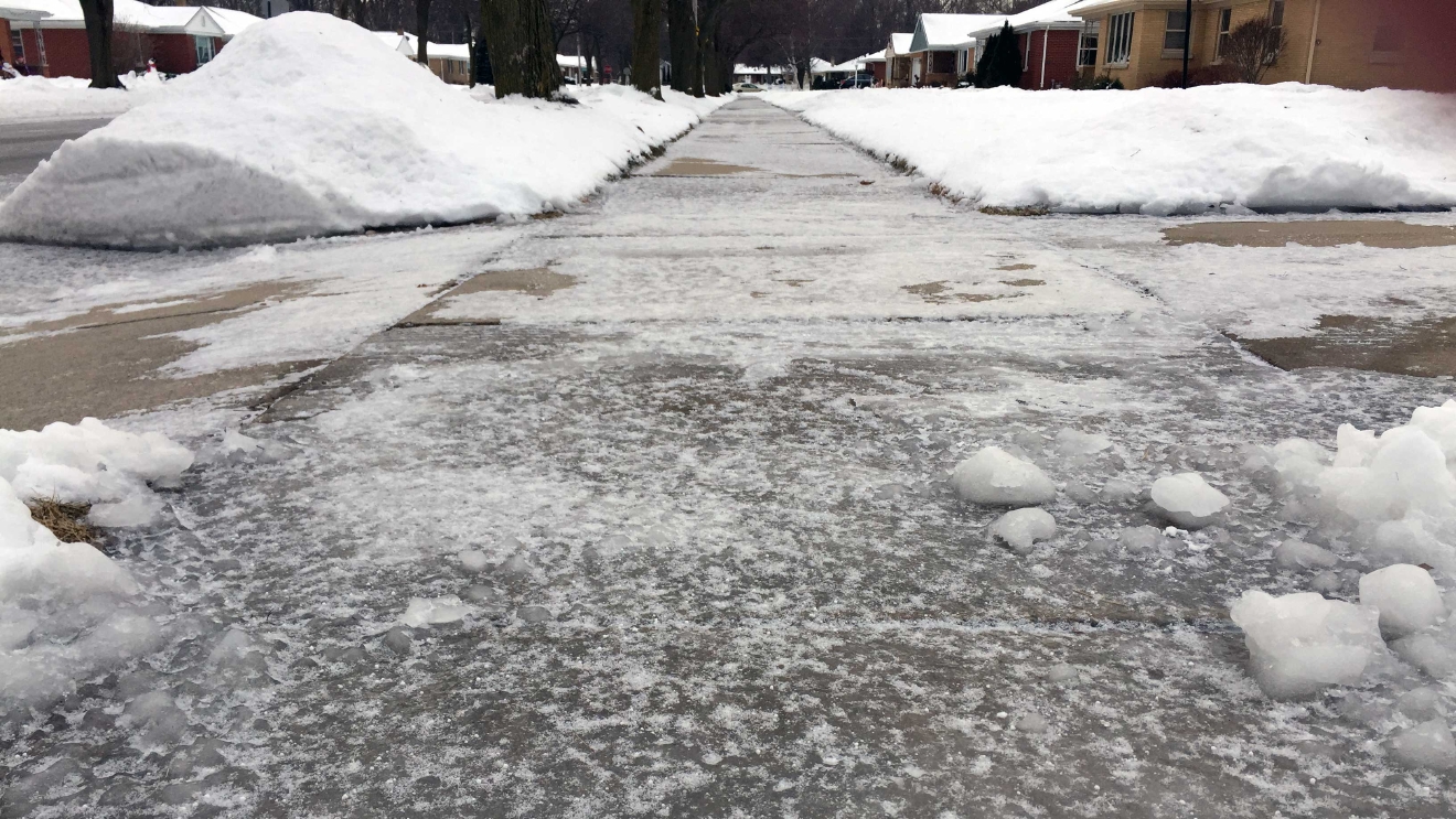 Thick layer of ice coats roads, sidewalks following Winter Storm Caleb WLUK