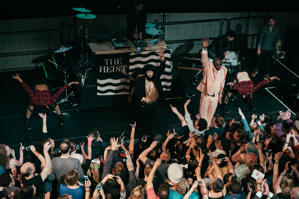 Macklemore and Ryan Lewis made a special appearance at EMP’s Vivid event for the new exhibition Spectacle. The new exhibit is all about music videos so in the spirit Macklemore and Ryan Lewis performed their award winning Thrift Shop and Can’t Hold Us to a screaming crowd. May 16th 2014. (Joshua Lewis / Seattle Refined)