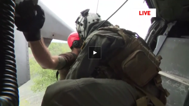 Video: Dramatic helicopter rescue of Texan trapped in Harvey chaos