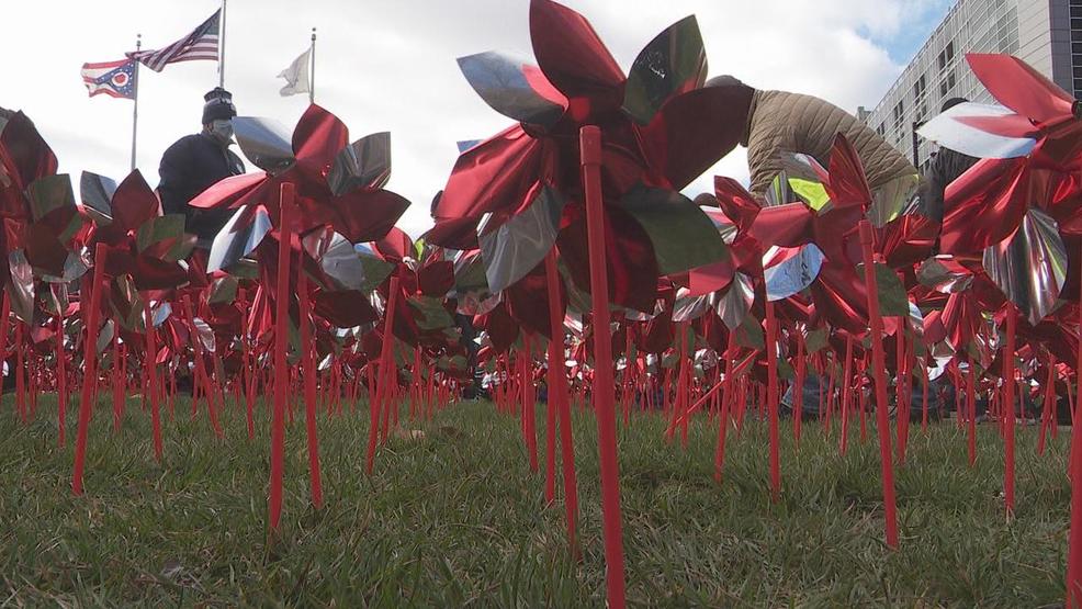 Thousands of pinwheels planted at Ohio State Transplant Center for