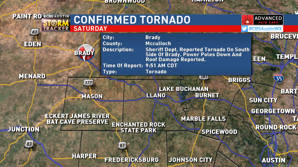 Confirmed Tornado north of Mason County near Brady KEYE