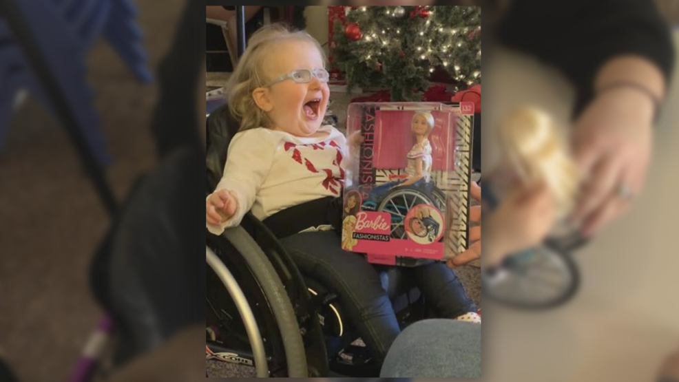 2 Year Old Ohio Girl With Spina Bifida Receives Special Barbie Doll Wcyb 