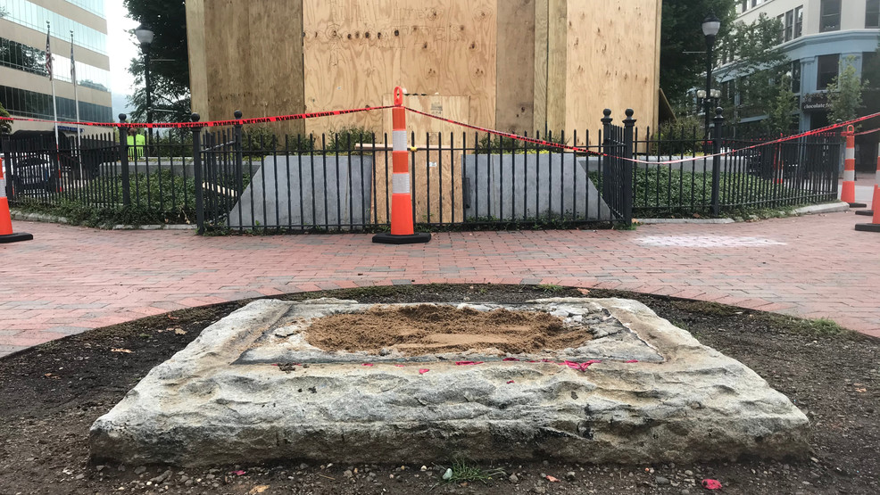 Confederate monuments in downtown Asheville removed or covered WLOS