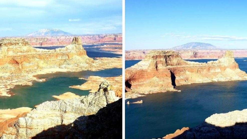 51-foot difference in water level at Lake Powell from increased runoff ...